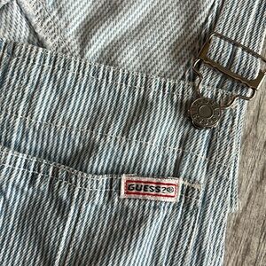 Vintage Guess by Georges Marciano Denim Railroad Striped Overalls 80's Sz 4 USA